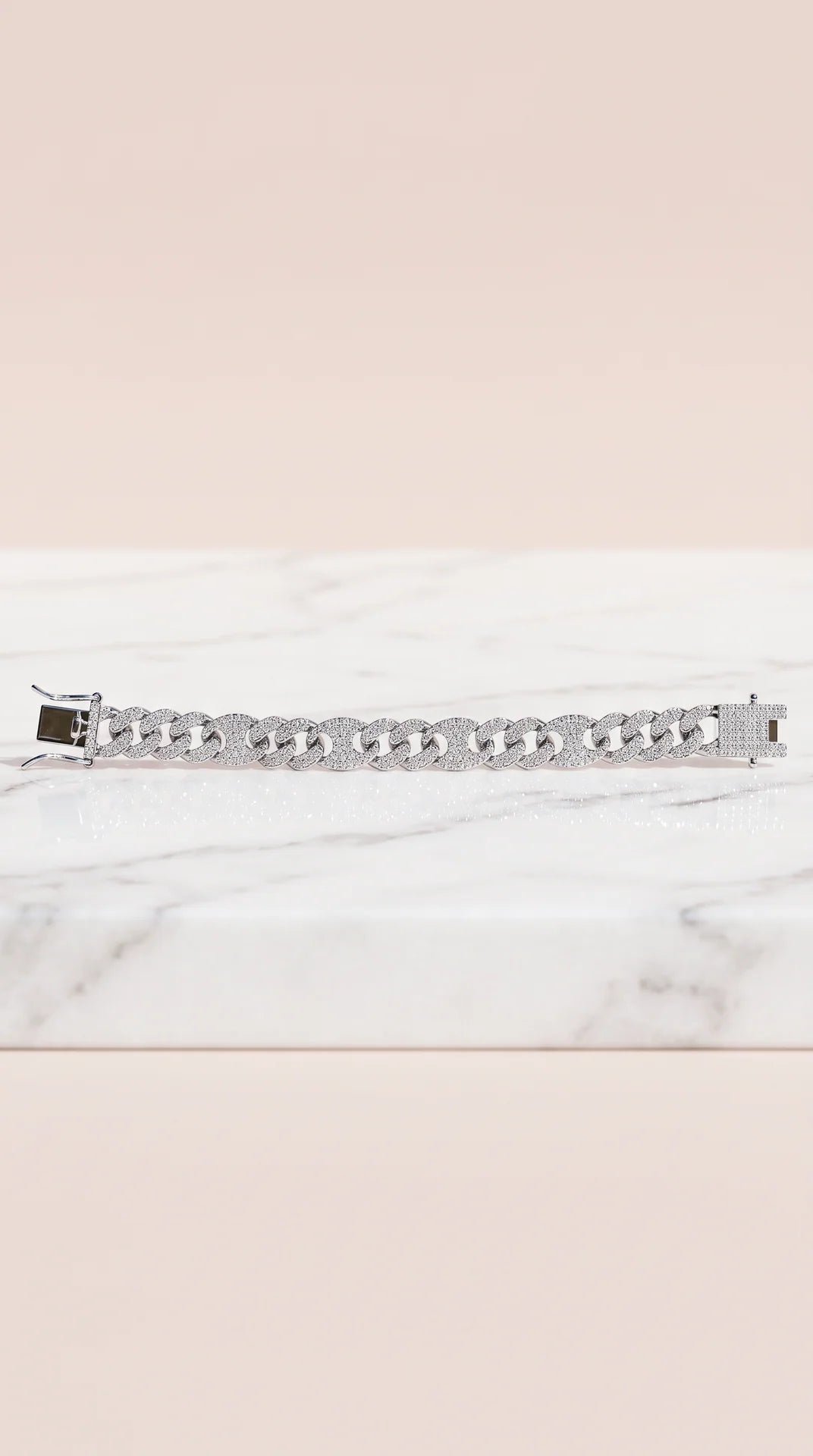 Oval Crystal Cuban Link Bracelet