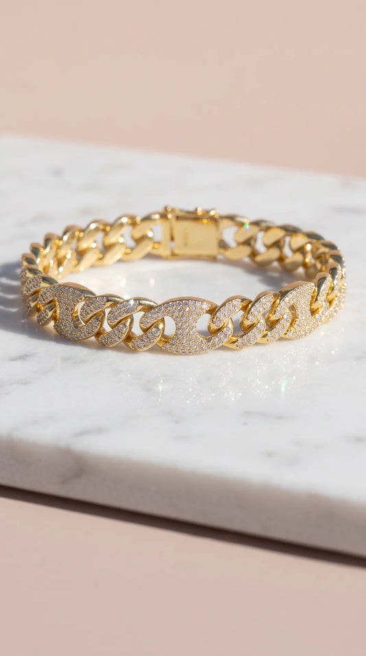 Oval Crystal Cuban Link Bracelet