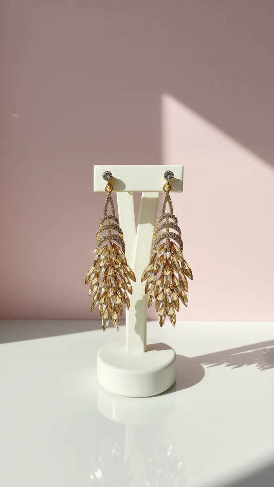 Layered Gold Crystal Drop & Dangle Earrings