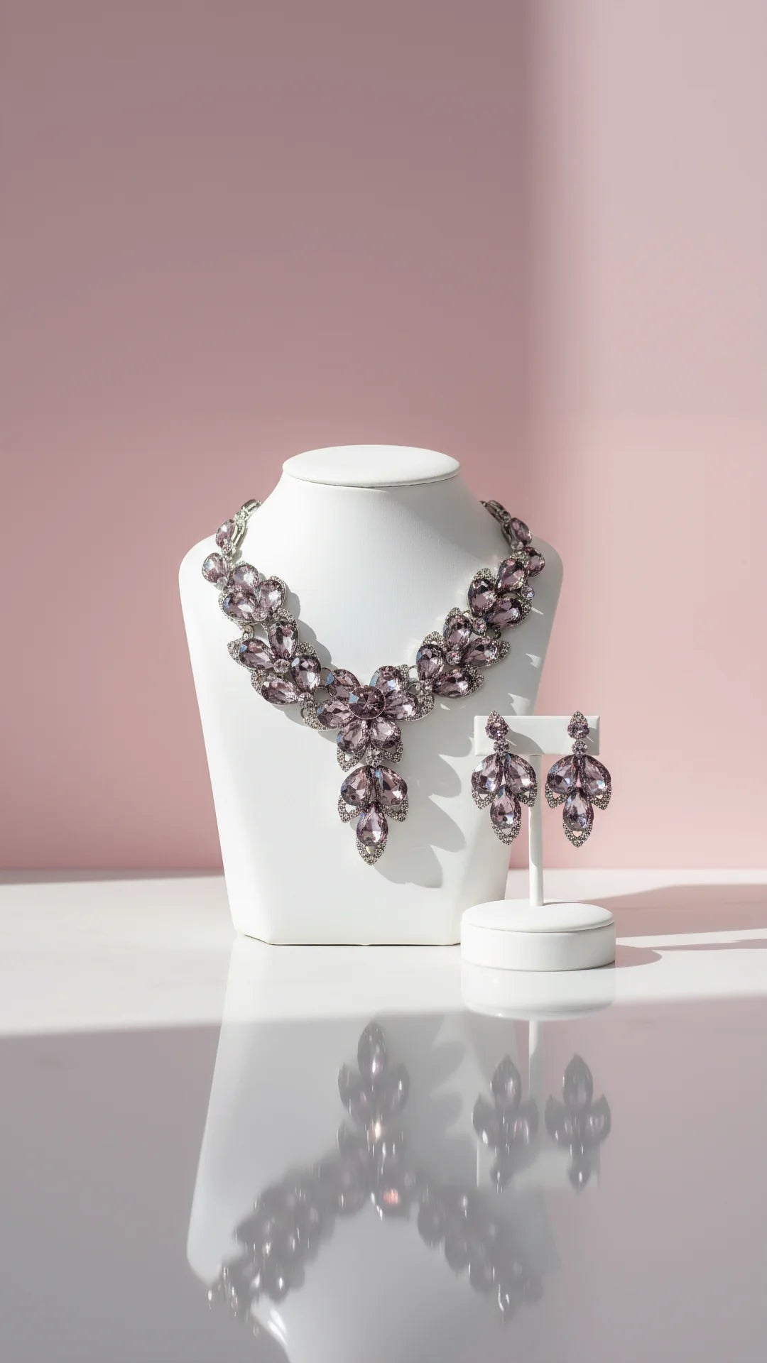 Tear Drop Crystal Necklace & Earrings Set