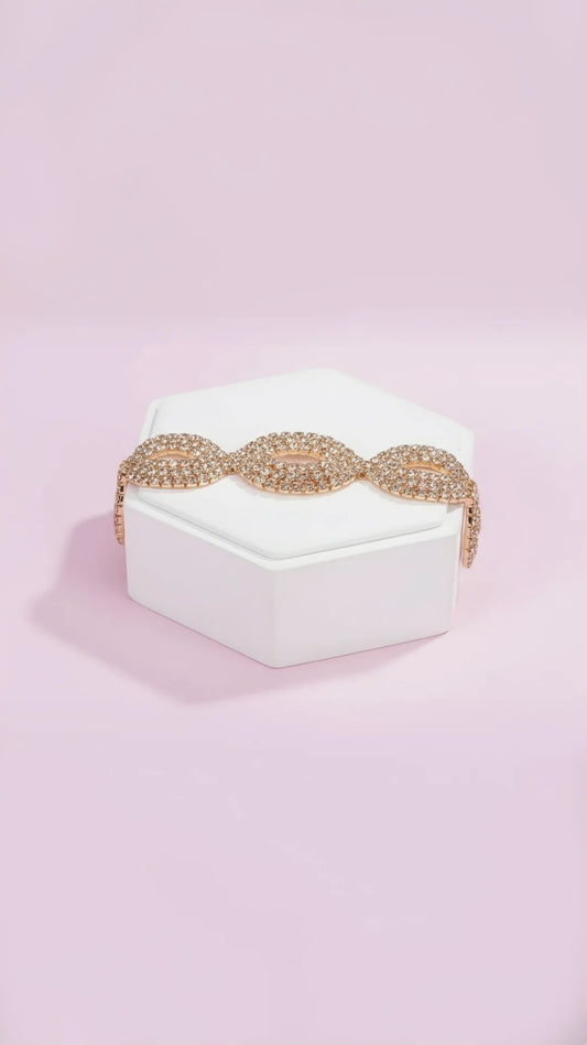 Gold Oval Link Crystal Bracelet
