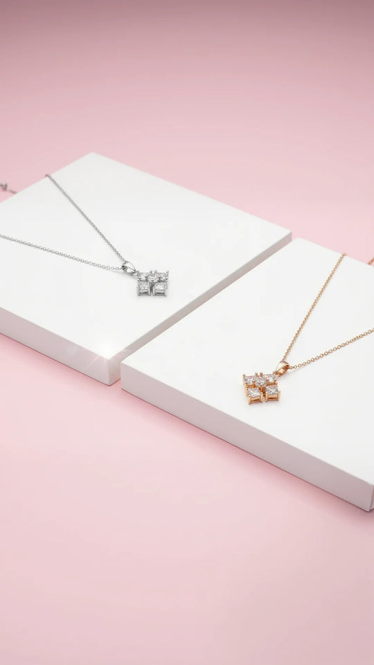 Square Crystal Pendant Necklace