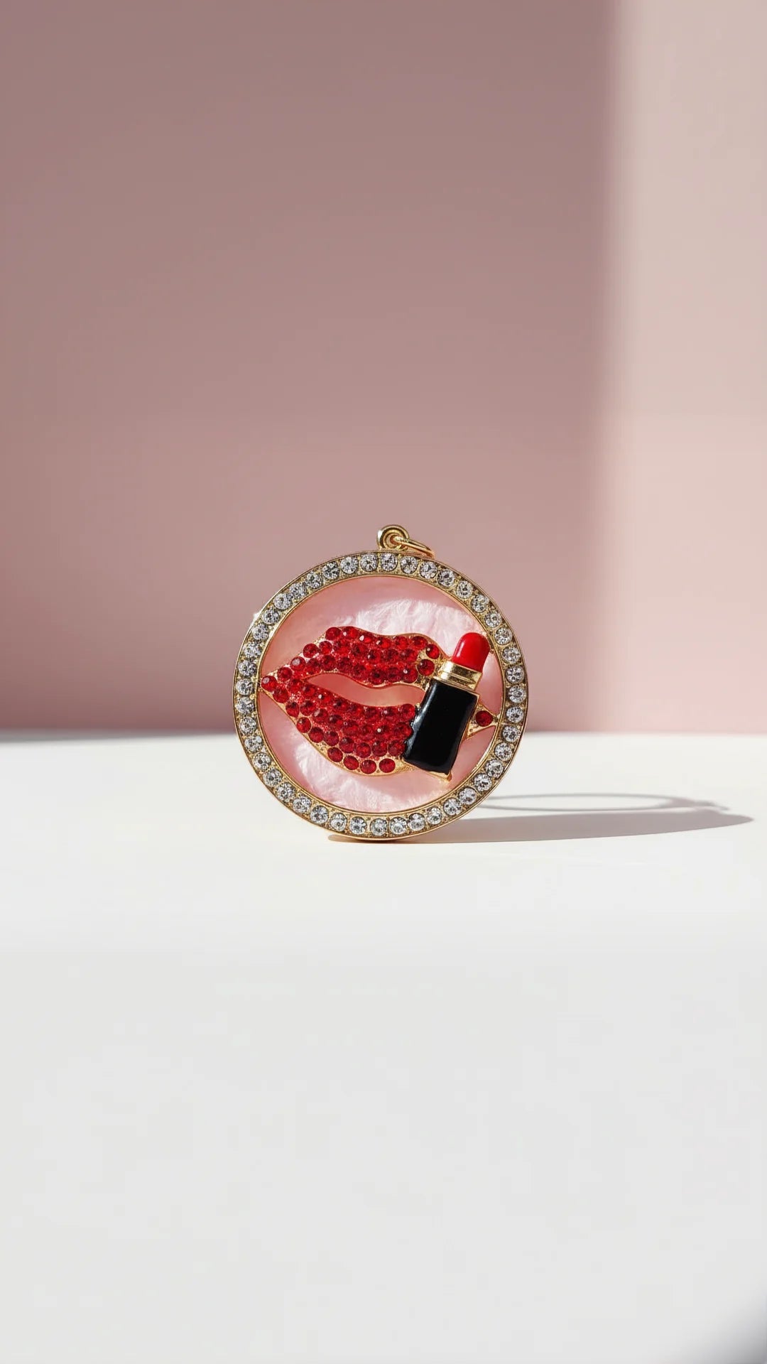 Lips With Lipstick Crystal Key Ring & Bag Charm