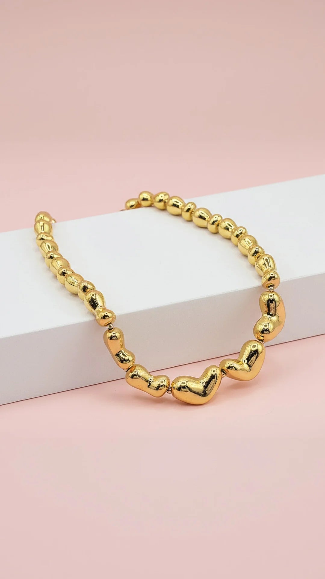 Melted Bubble Heart Chain Necklace