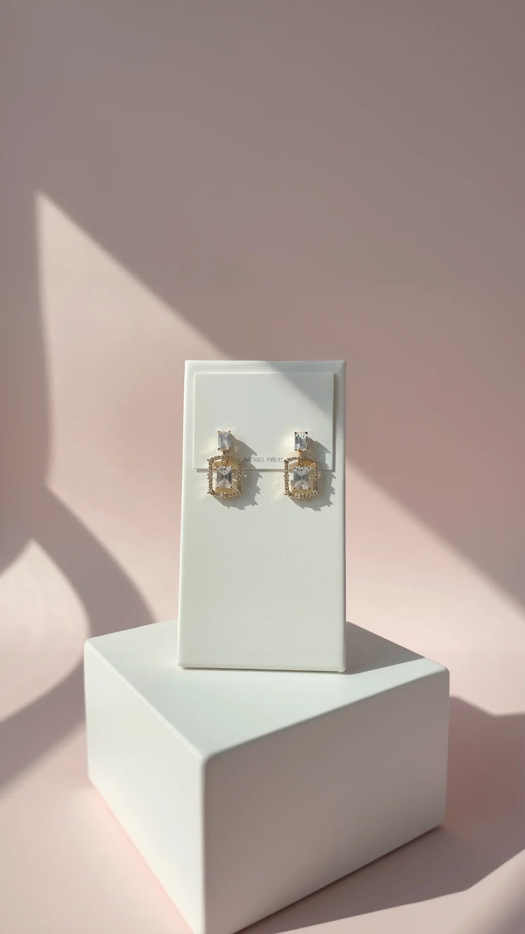 Square Layered Crystal Stud Earrings