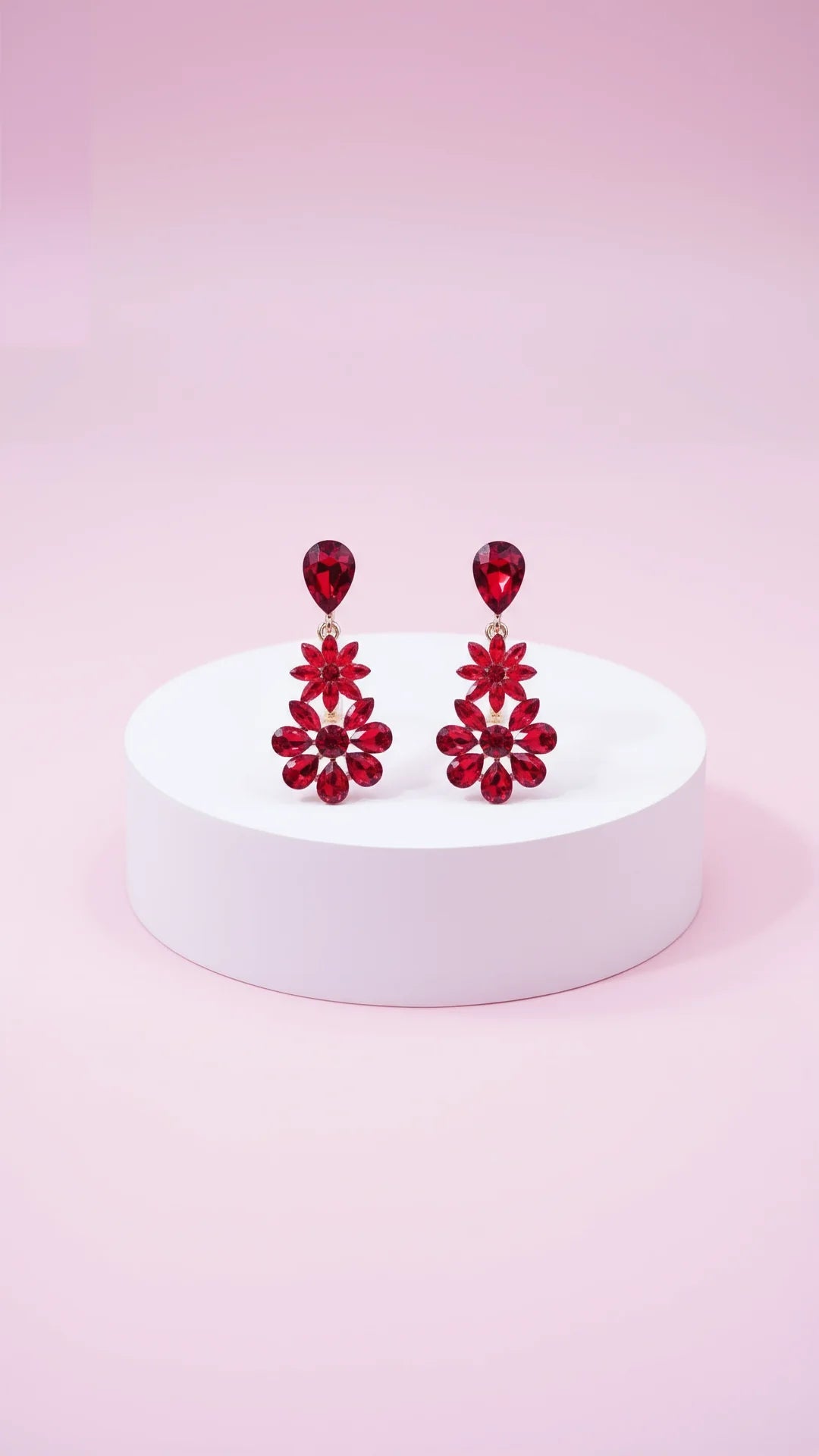 Red Crystal Statement Drop & Dangle Earrings