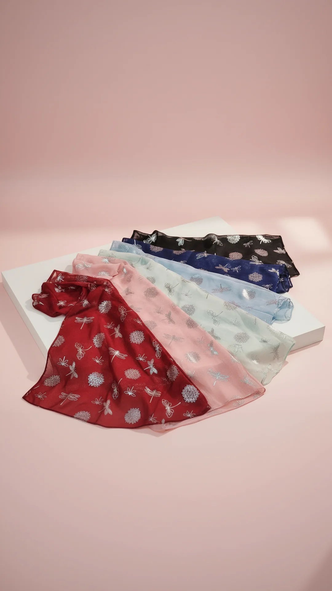 Dragonfly Shimmer Silver Foil Scarf Pack of 12