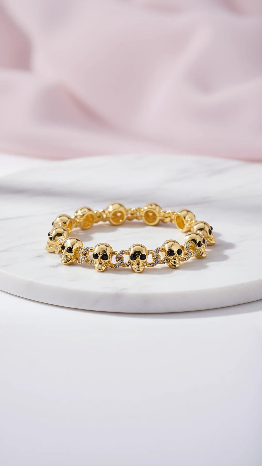Skull Link Crystal Clasp Bracelet