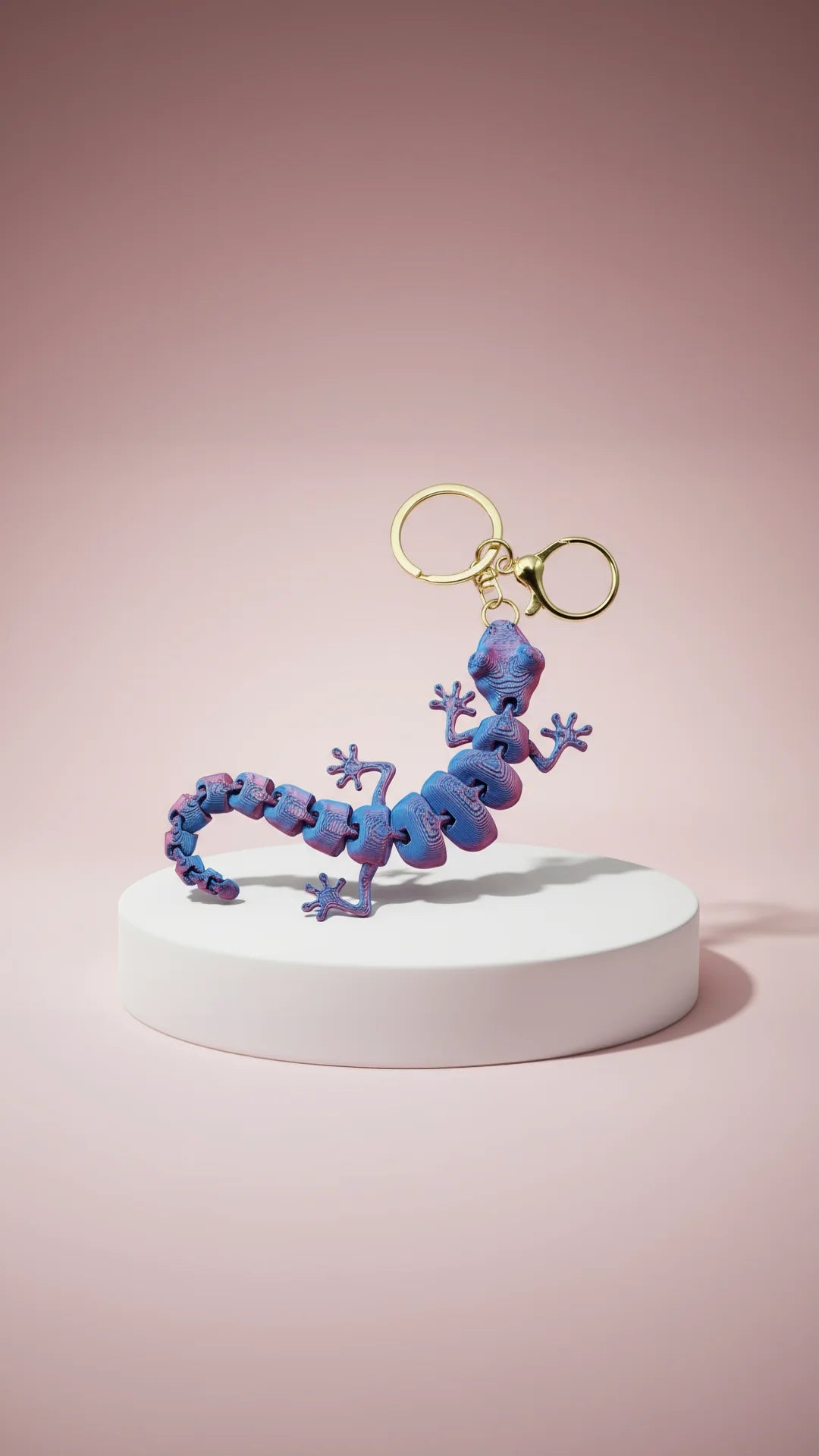 3D Printed Articulated Fantasy Gecko : Bioplastic Fidget Key Ring