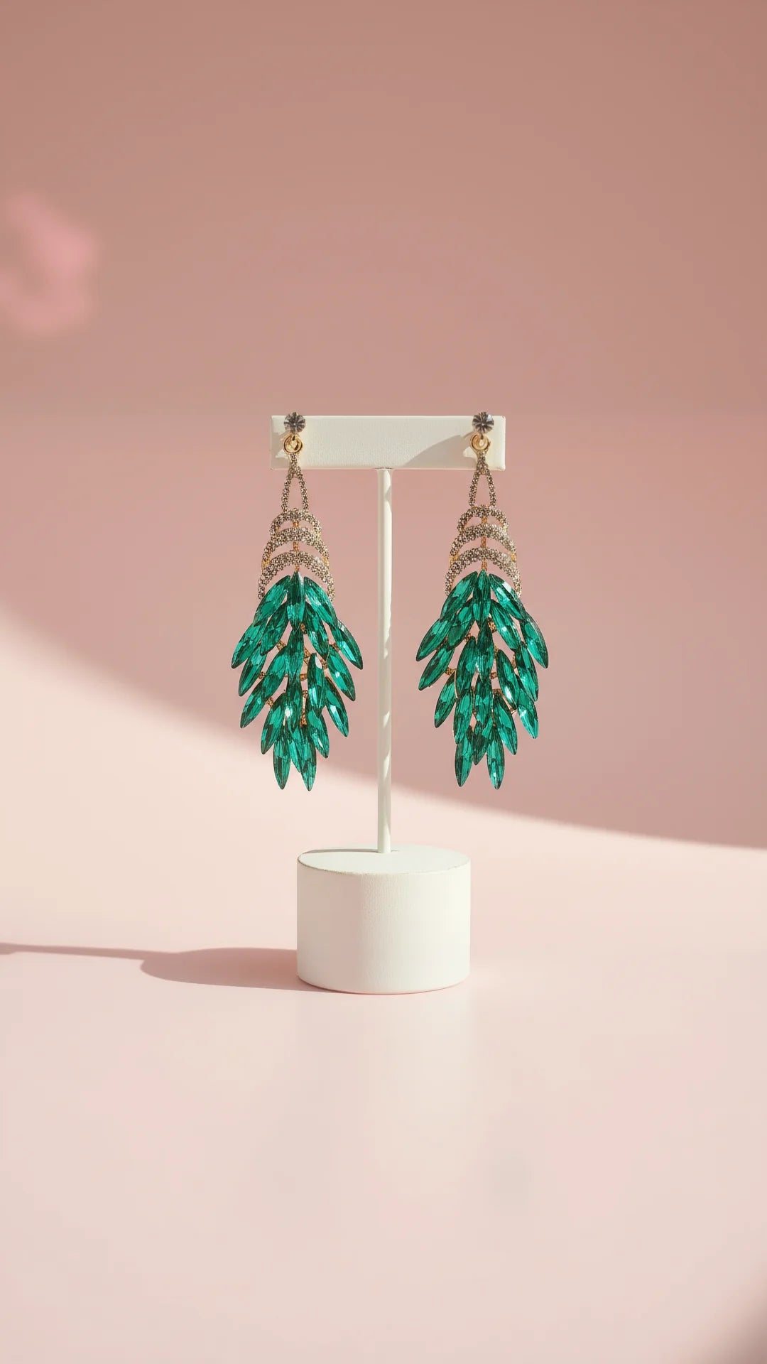 Layered Green Crystal Drop & Dangle Earrings