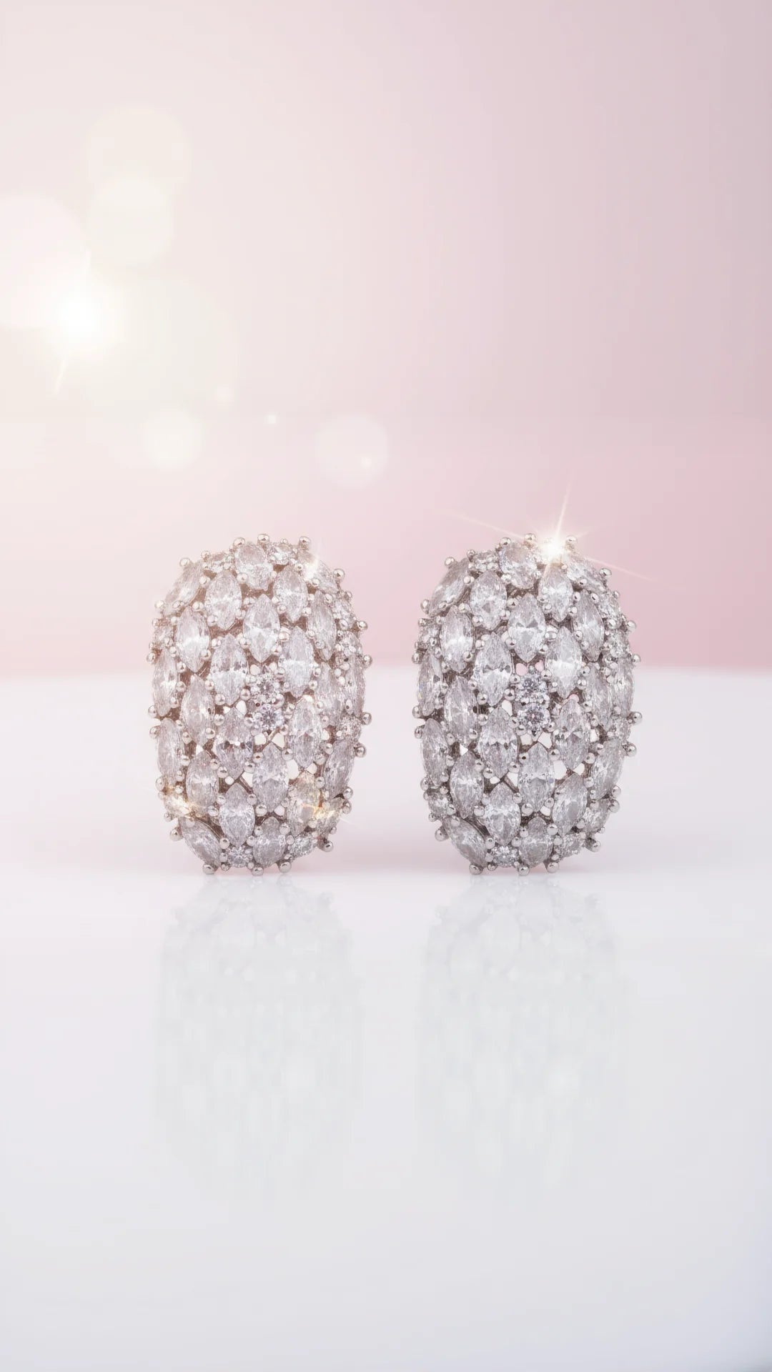 Oval Crystal Curved Stud Earrings