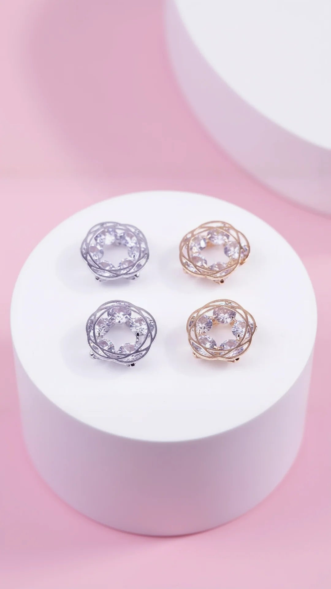 Circular Geometric Studded Crystal Earrings