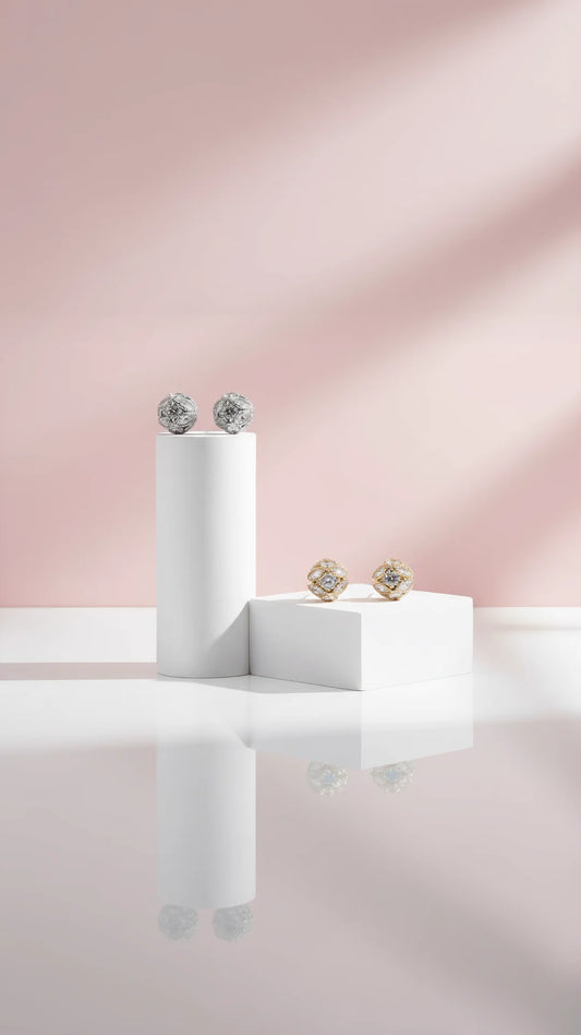 Cluster Crystal Ball Stud Earrings