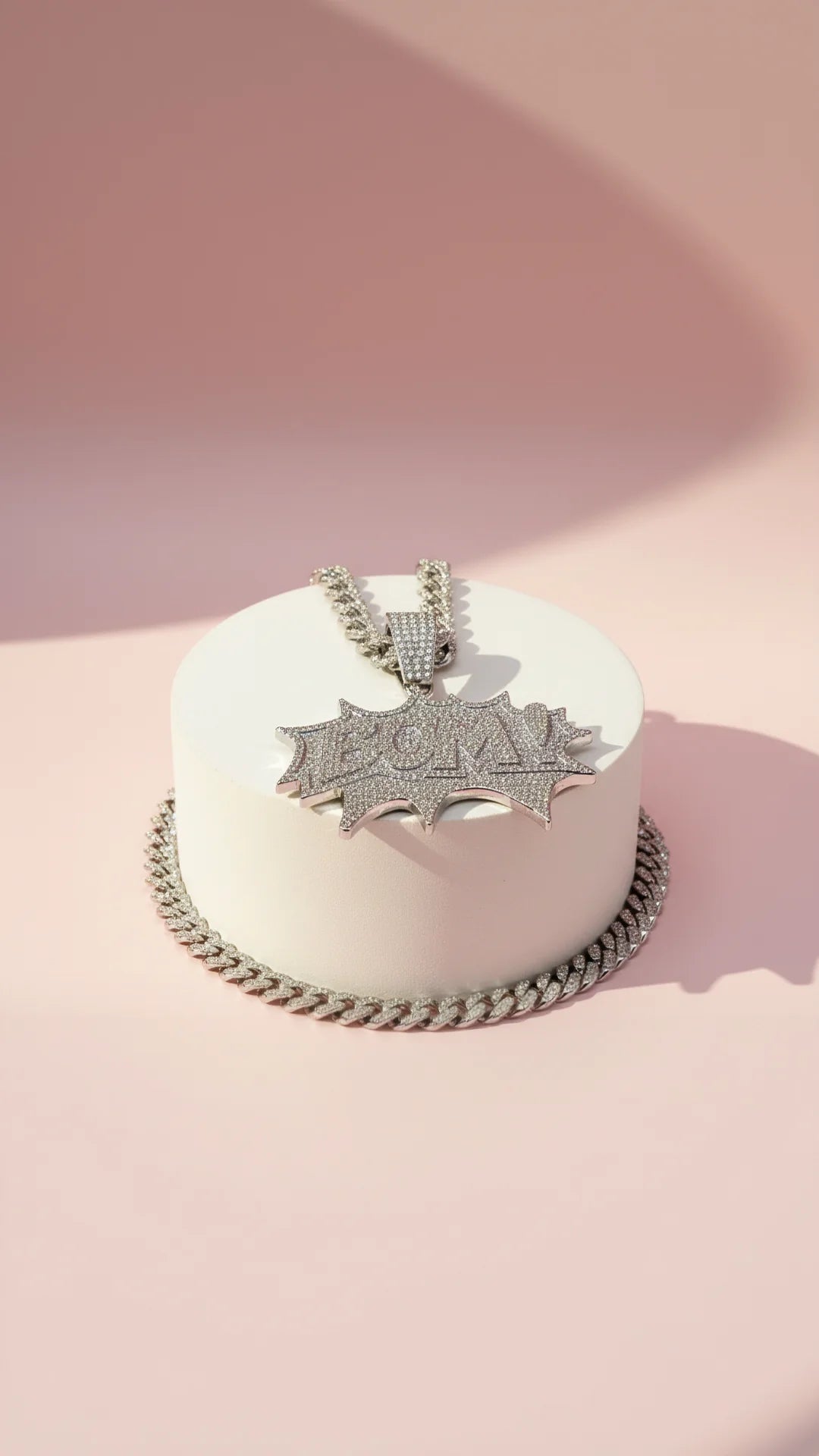 Bom Crystal Iced Out Medallion Chain Necklace