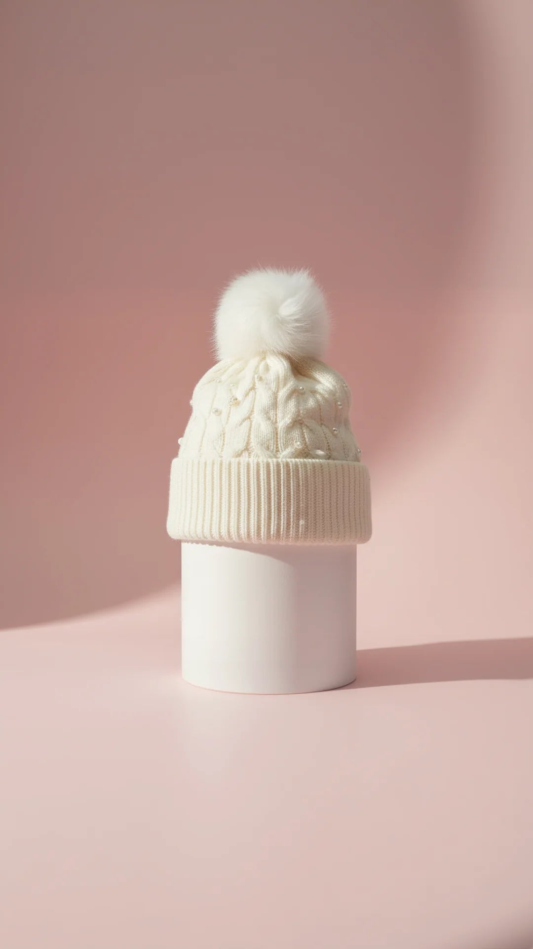 Pearl Fluffy Bobble Hats Pack of 12