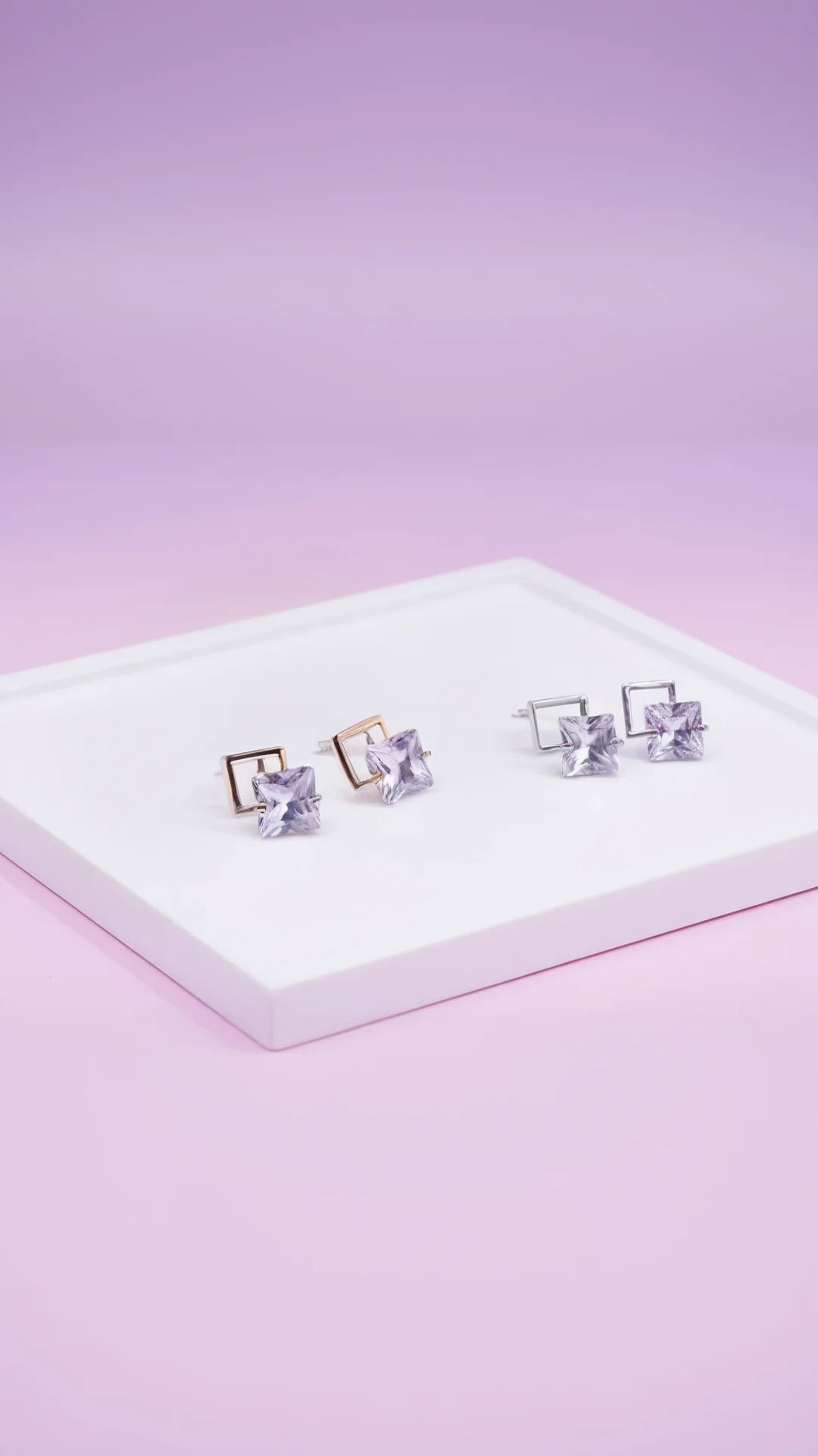 Square Crystal Stud Earrings
