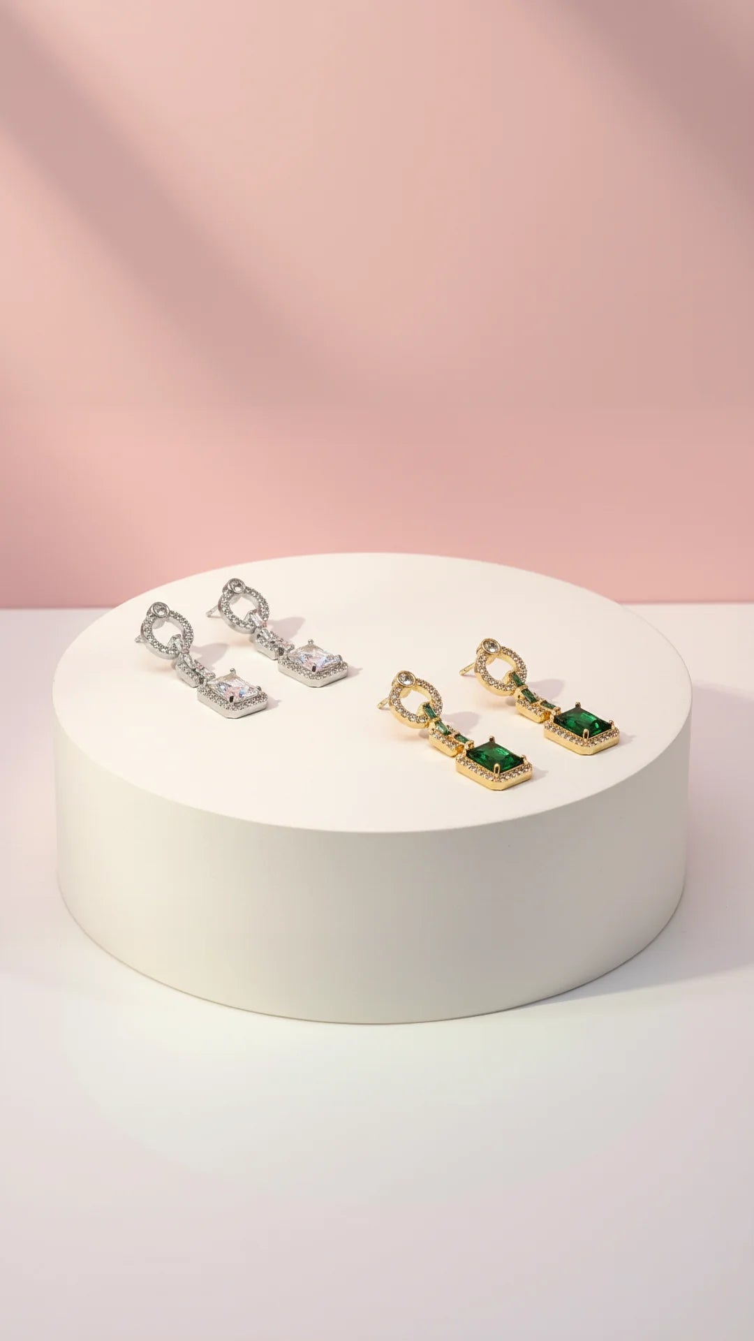 Rectangular Drop & Dangle Crystal Earrings