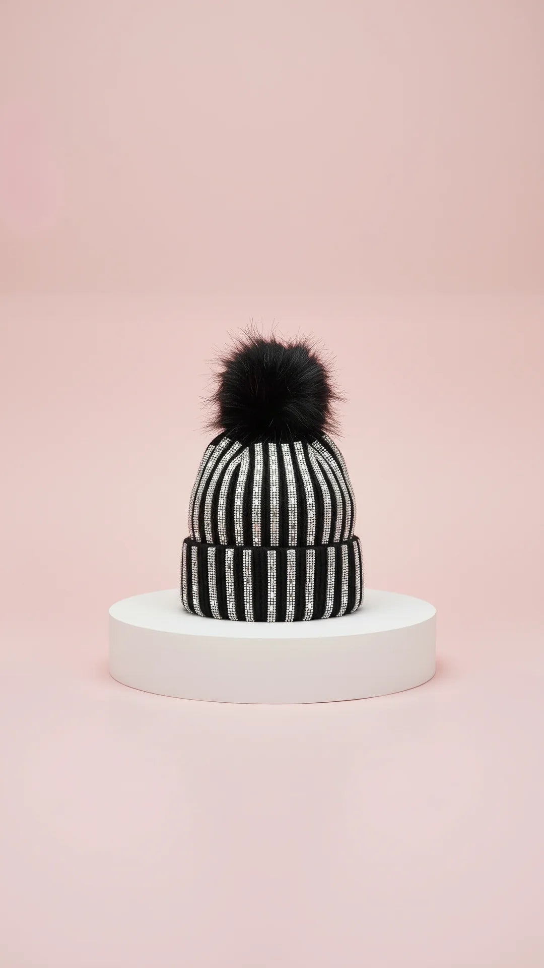 Queen Crystal Fluffy Bobble Hats Pack of 12