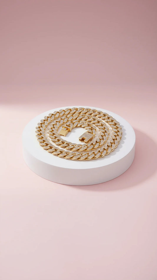 Iced Out Cuban Chain Necklace Stainless Steel