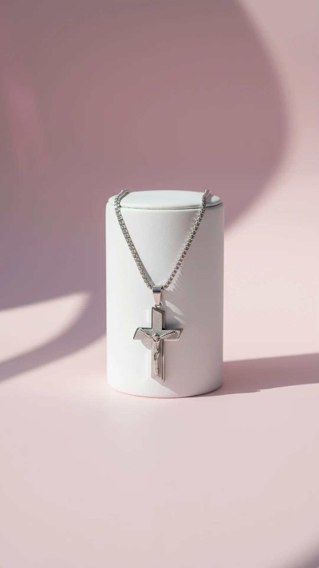 Layered Silver Textured Cross Necklace