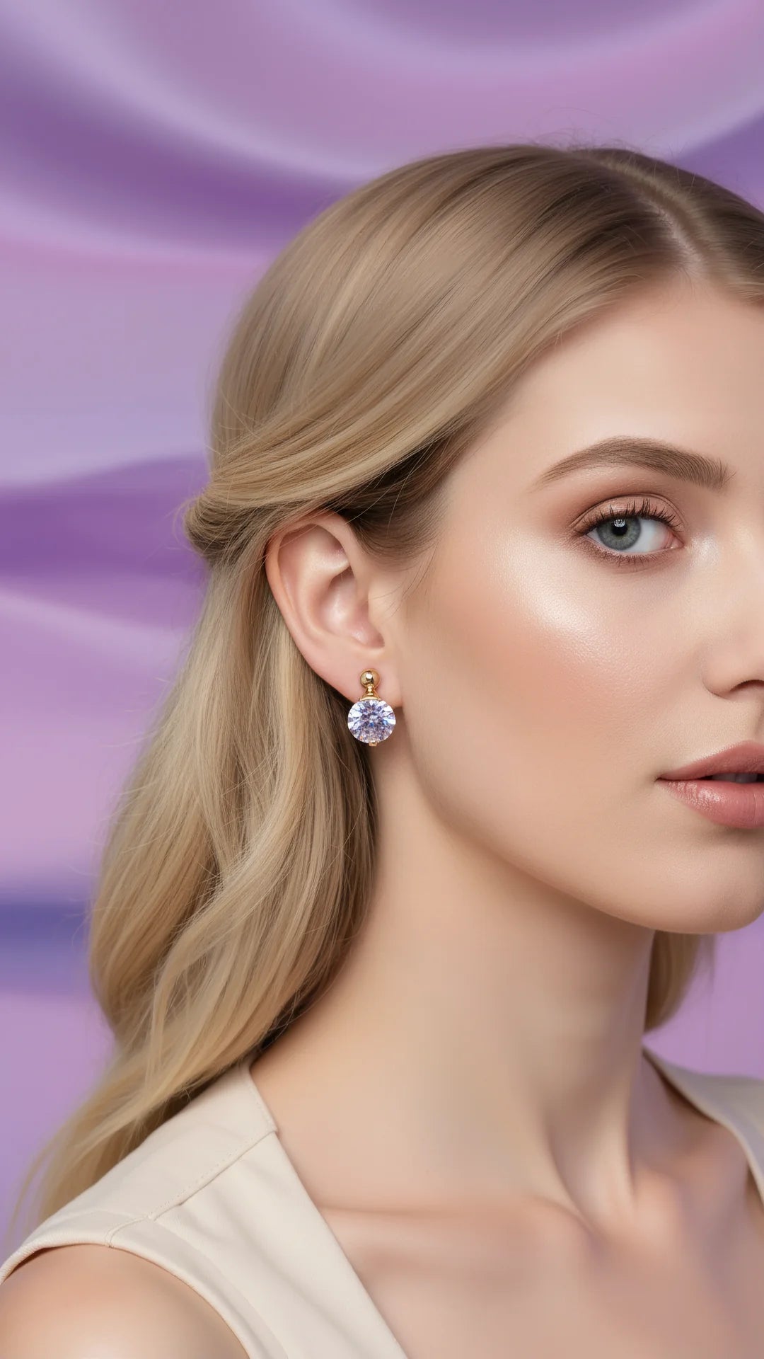 Round Cut Crystal Stud Earrings