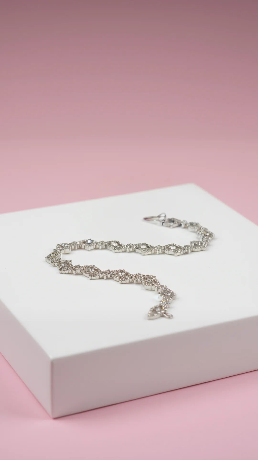 Silver Wavey Gem Crystal Bracelet