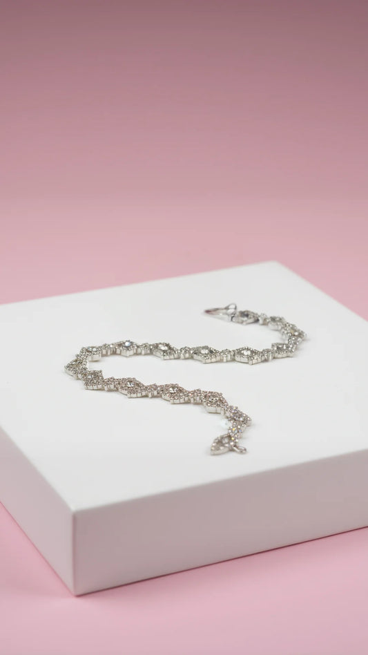 Silver Wavey Gem Crystal Bracelet