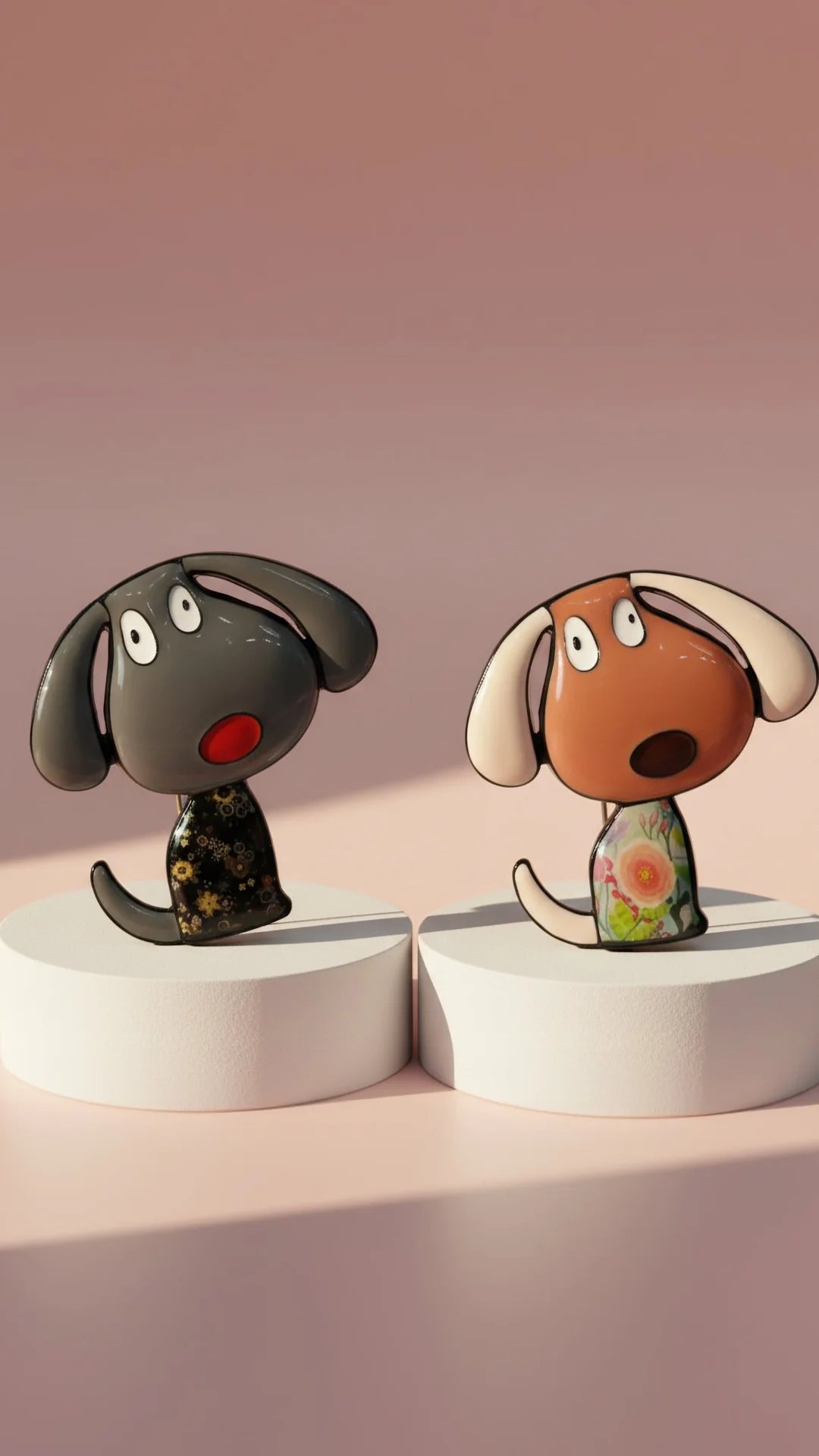 Acrylic Dog Patterned Magnetic Brooch