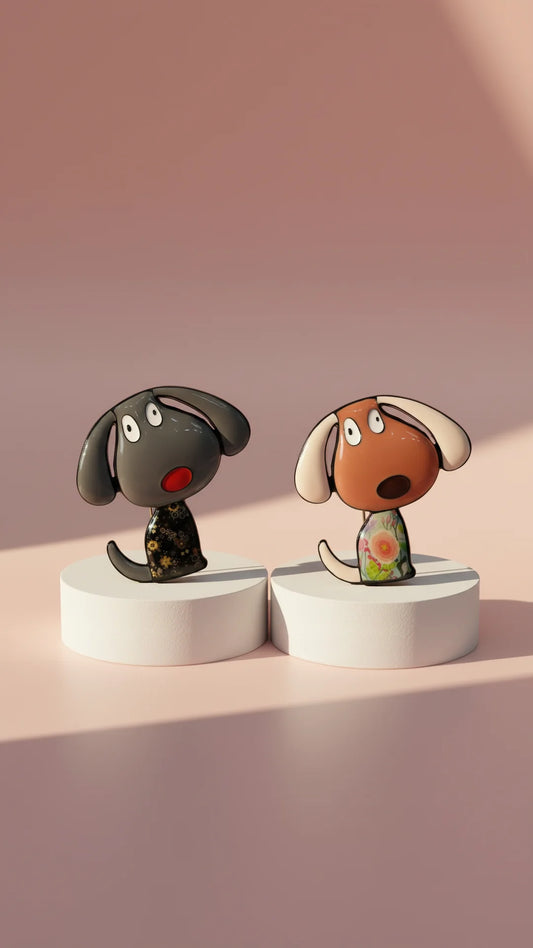 Acrylic Dog Patterned Magnetic Brooch