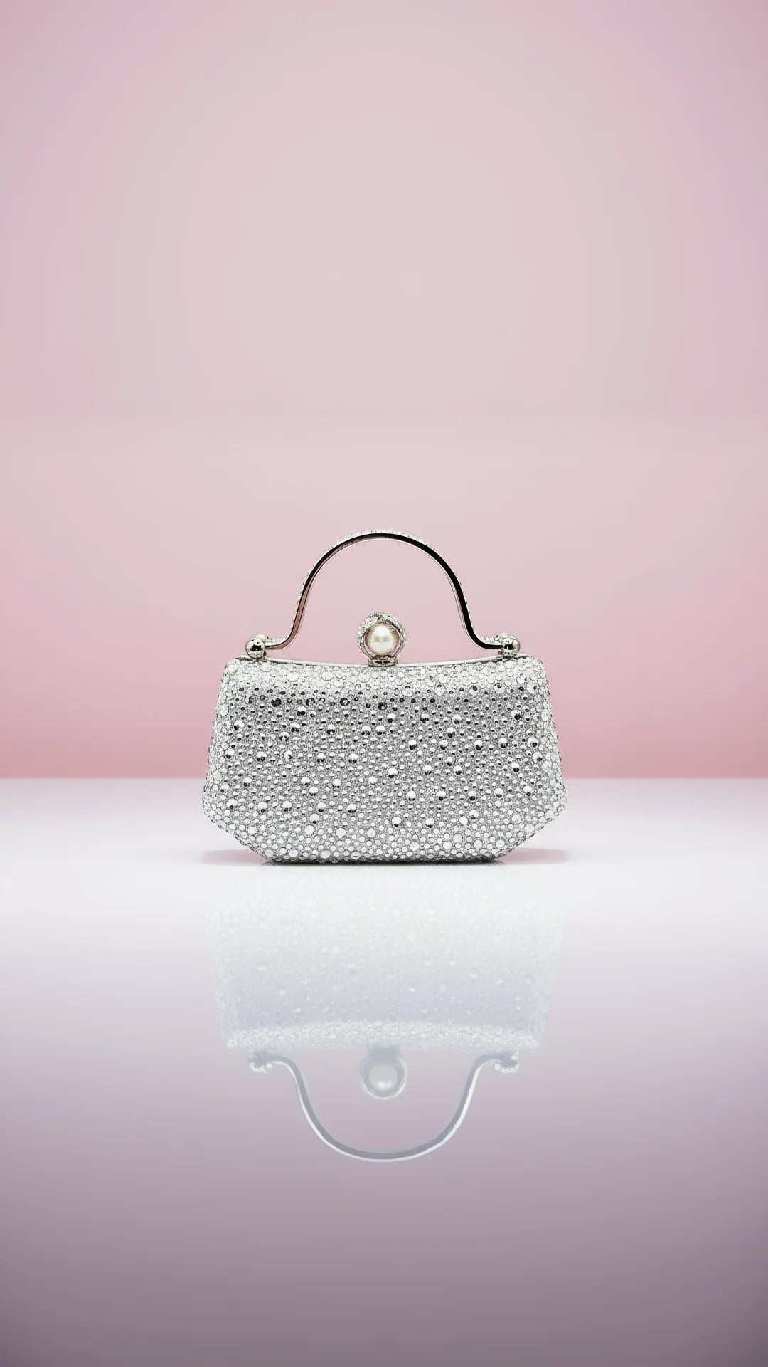 Crystal Beaded & Pearl Clasp Clutch Bag