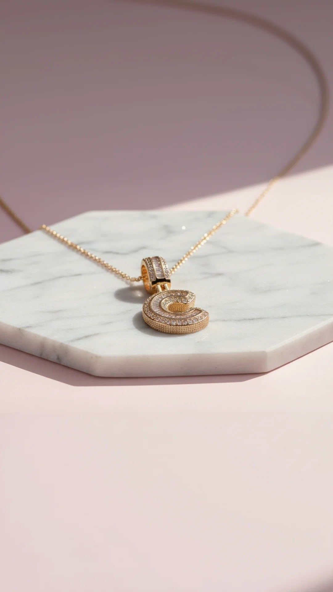 Letter C Crystal Personalized Initial Necklace