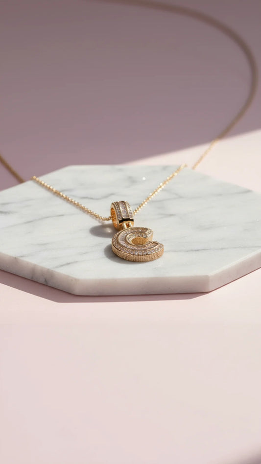 Initial Letter Pendant Crystal Necklace