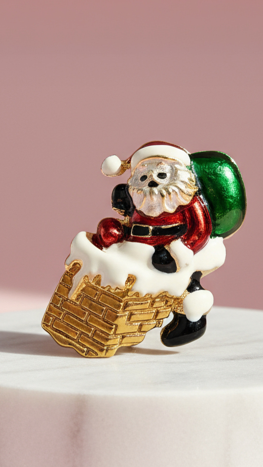 Santa Claus & Sack Festive Christmas Brooch