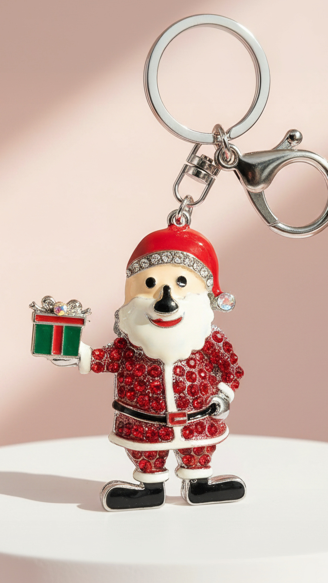 Santa Christmas Crystal Keyring & Bag Charm