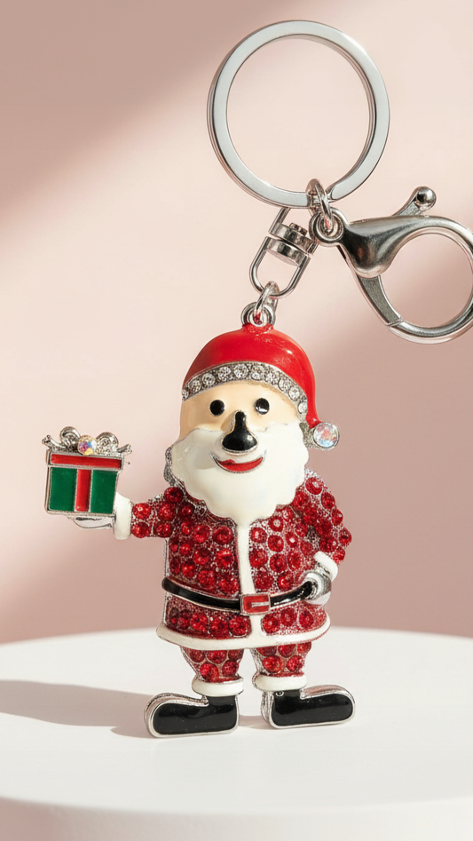 Santa Christmas Crystal Keyring & Bag Charm