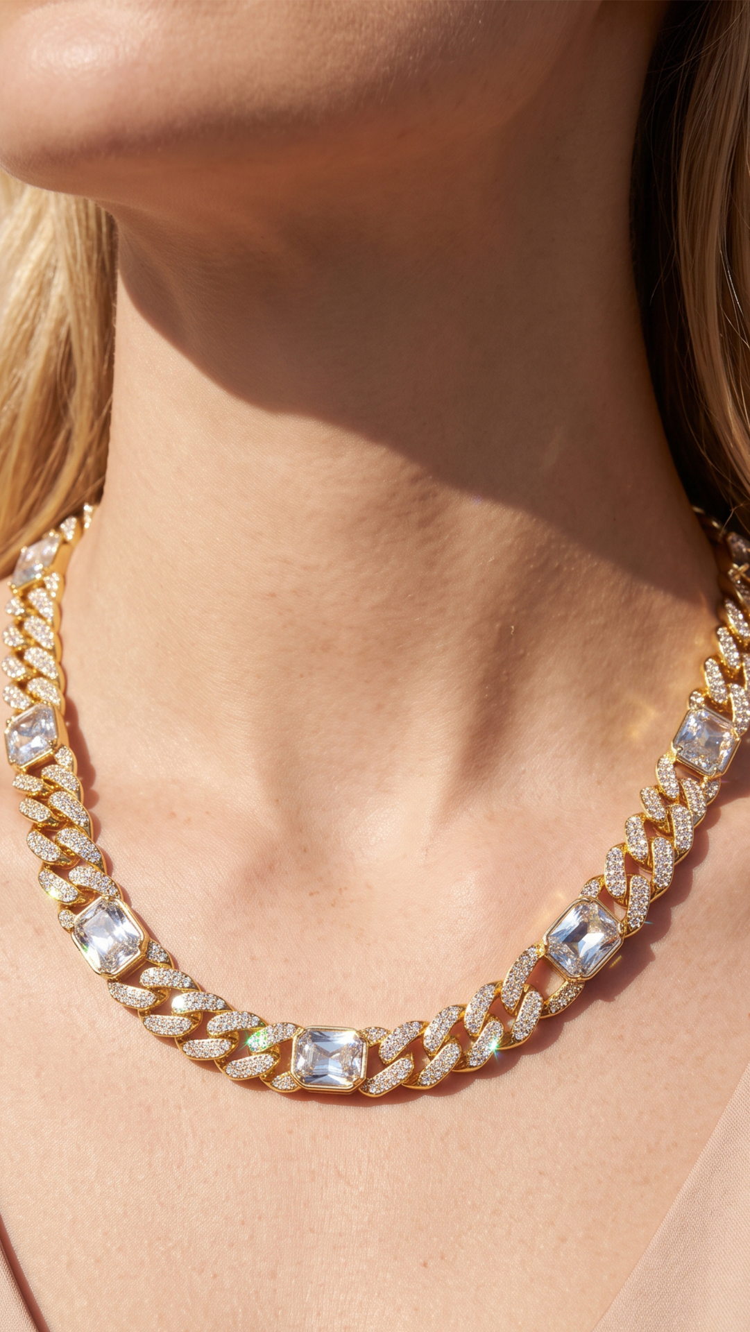 Pavé Statement Jewelled Curb Chain Necklace