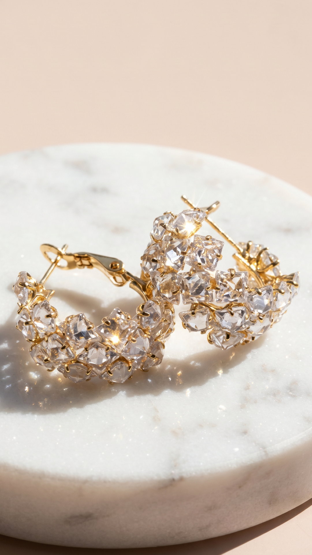Crystal Round Huggie Hoop Earrings