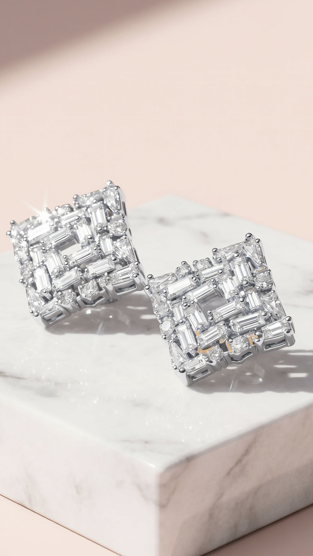 Square Baguette Cut Crystal Stud Earrings