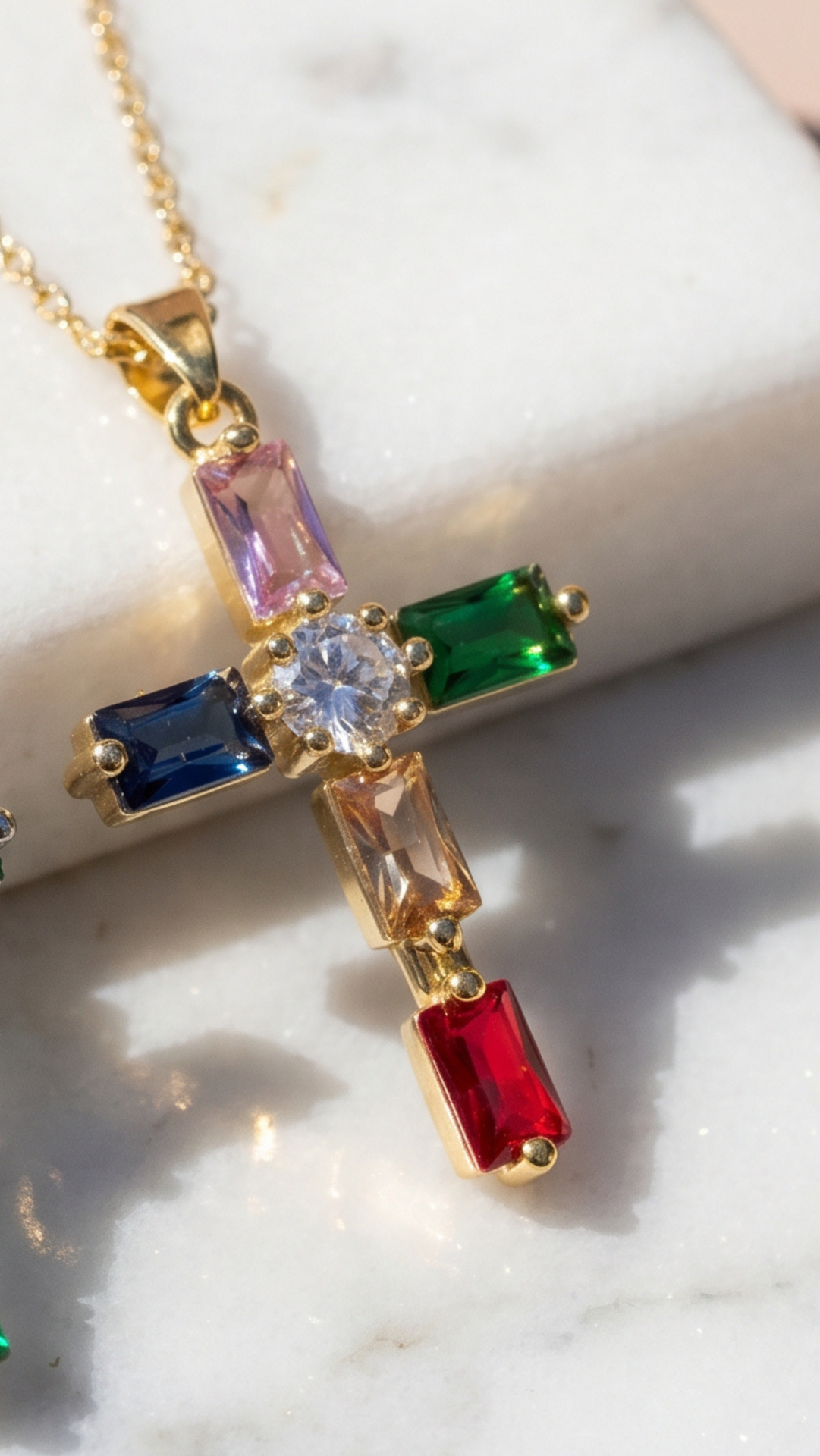 Crystal Cross Symbolic Pendant Necklace