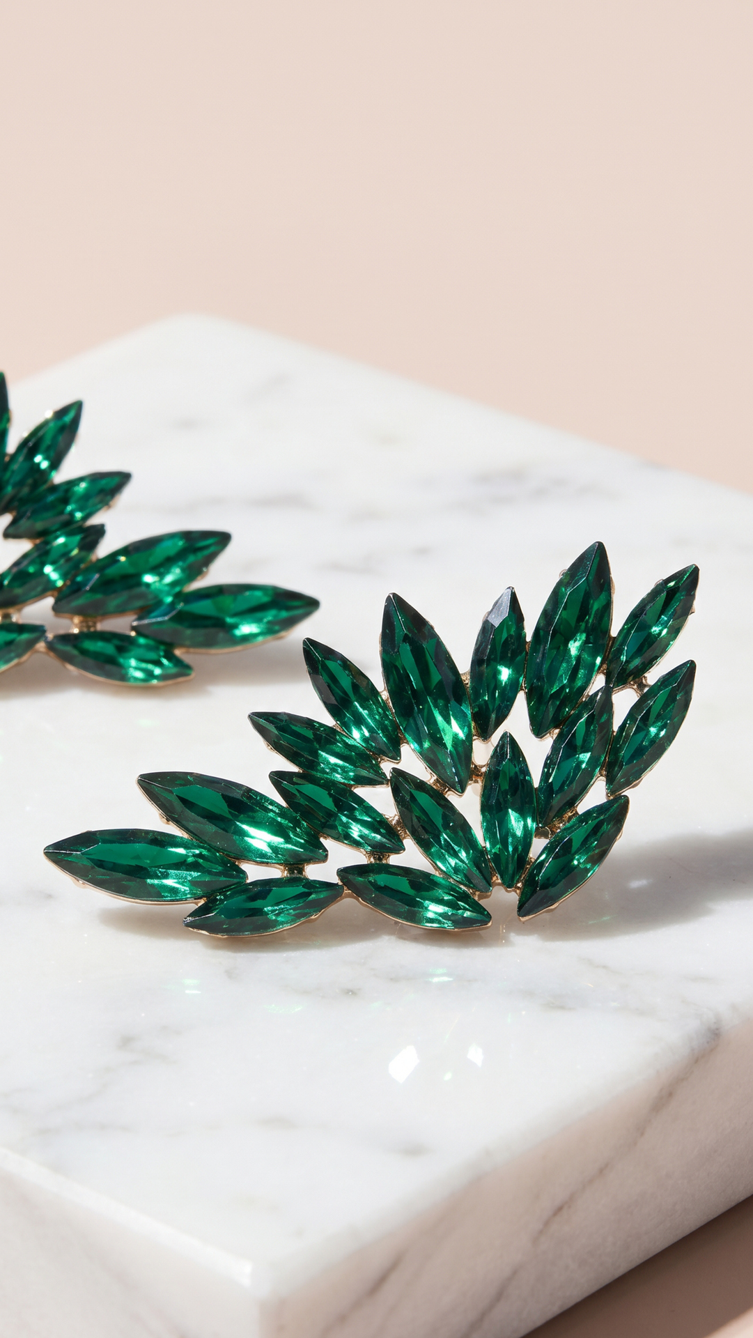 Feathered Statement Crystal Stud Earrings
