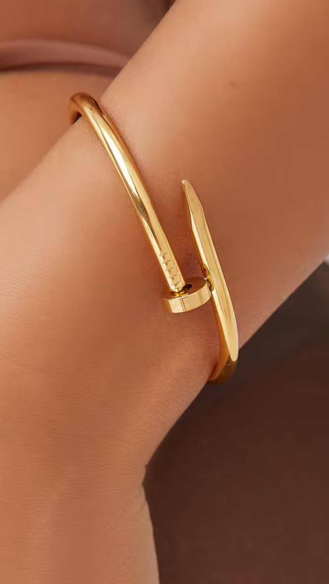 Gold Plated Nail Stacking Bracelet Bangle