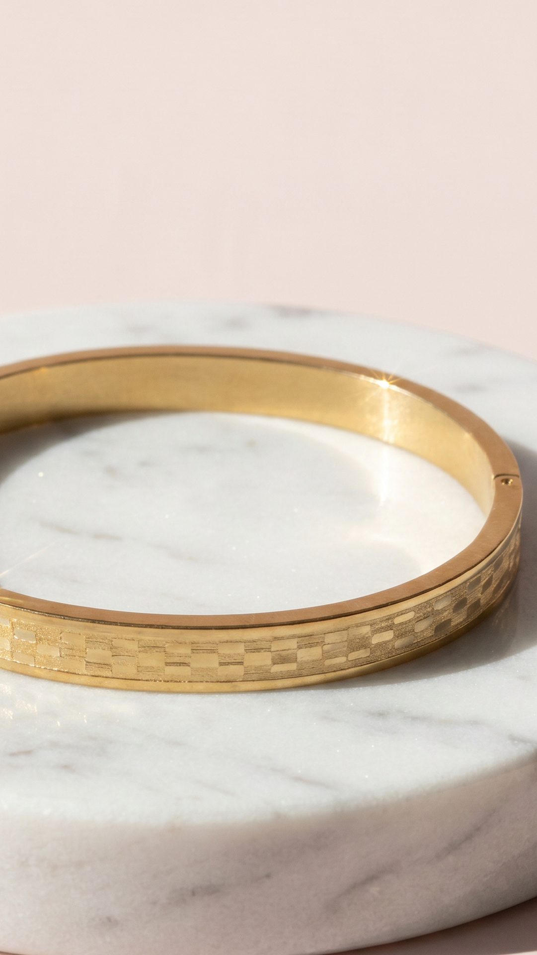 Gold Plated Checkered Stacking Bracelet Bangle