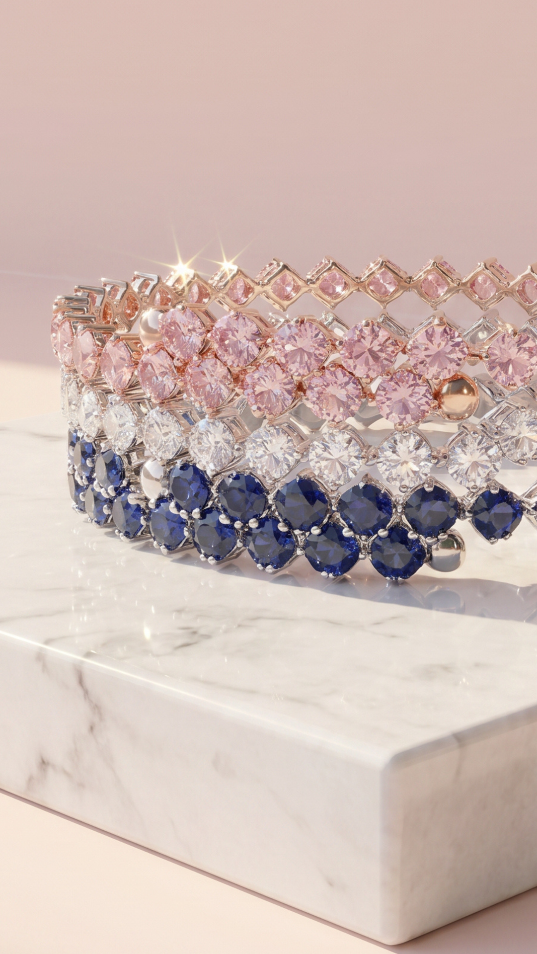 Stretchy Square Cut Crystal Free Size Bracelet Cuff