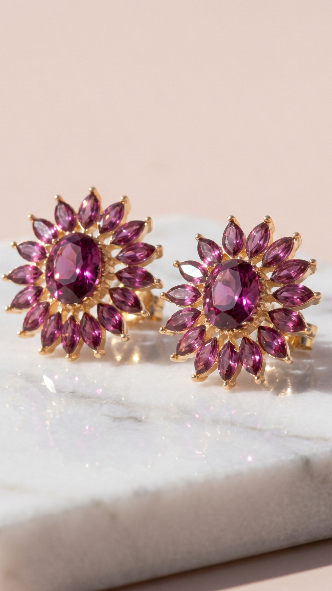 Purple Starburst Crystal Stud Earrings