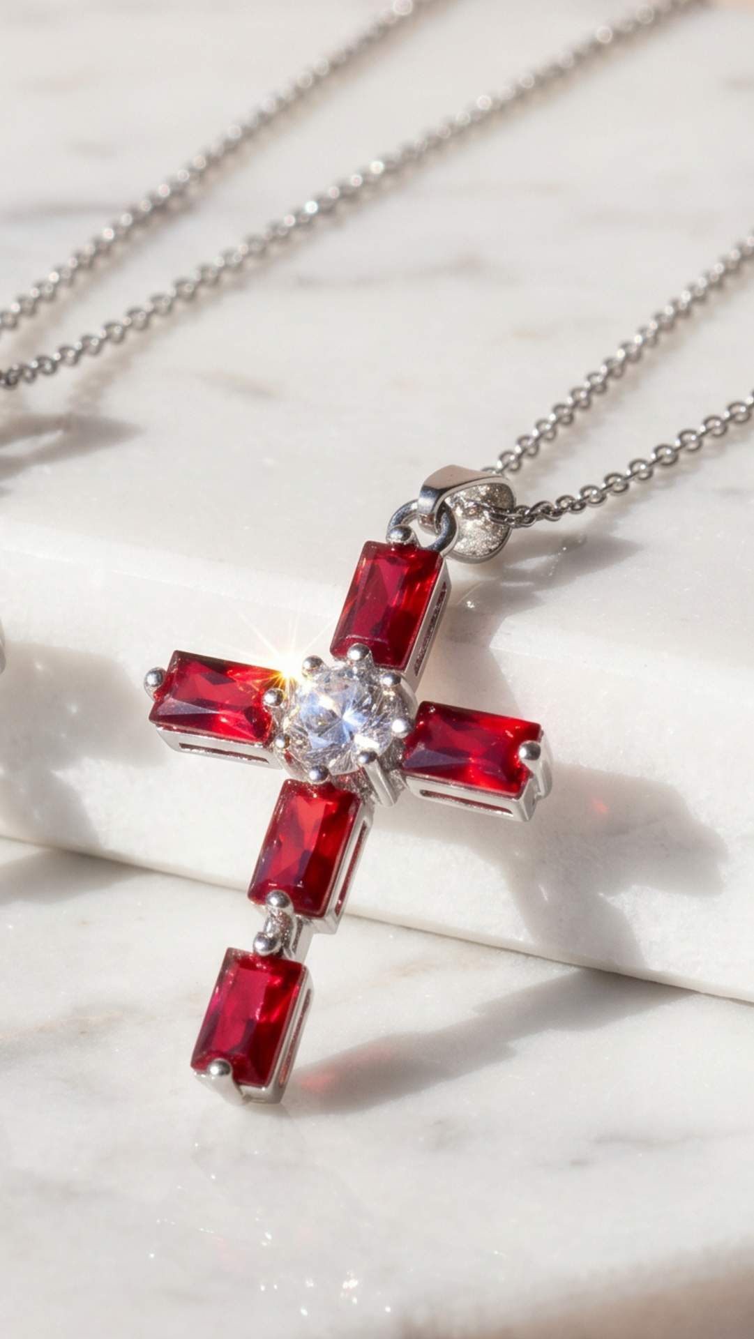 Crystal Cross Symbolic Pendant Necklace