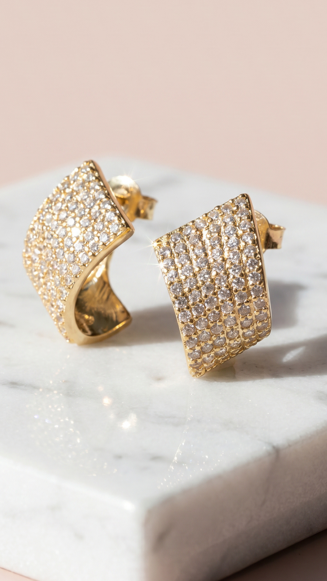Micro Pavé Curved Crystal Stud Earrings