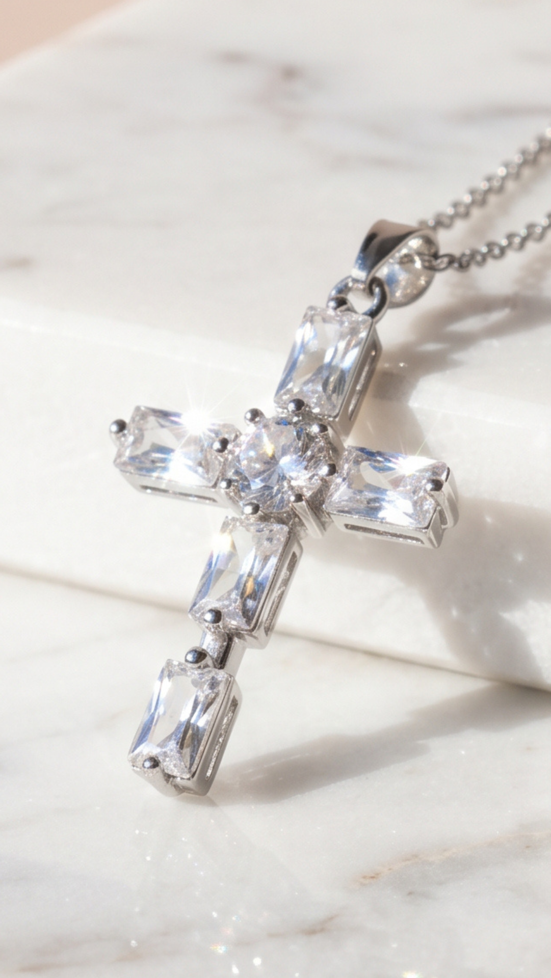 Crystal Cross Symbolic Pendant Necklace