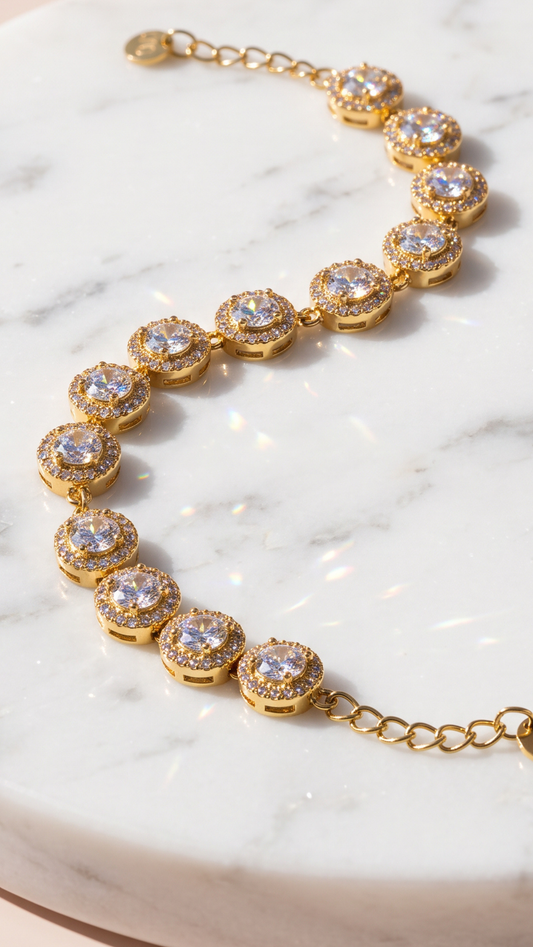 Gold Plated Brilliant Cut Crystal Bracelet