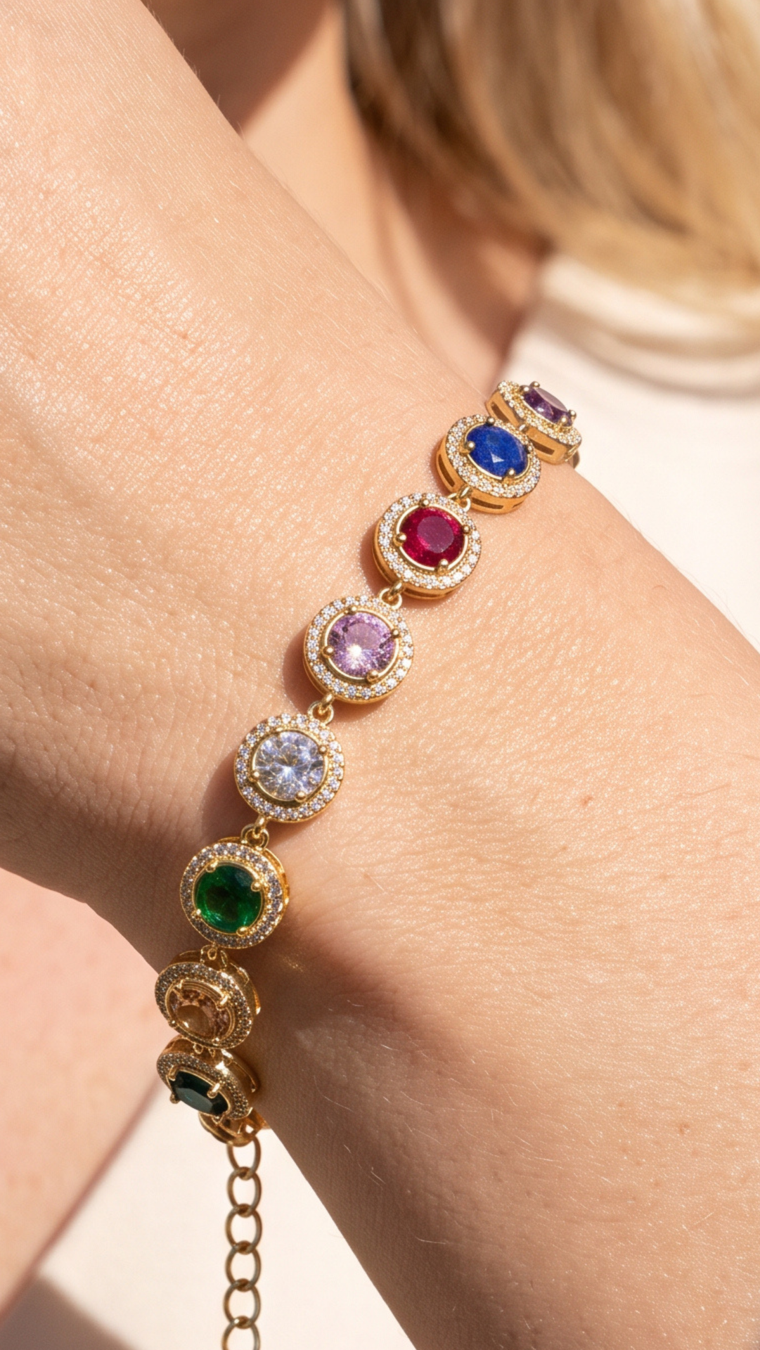 Gold Plated Brilliant Cut Crystal Tennis Bracelet