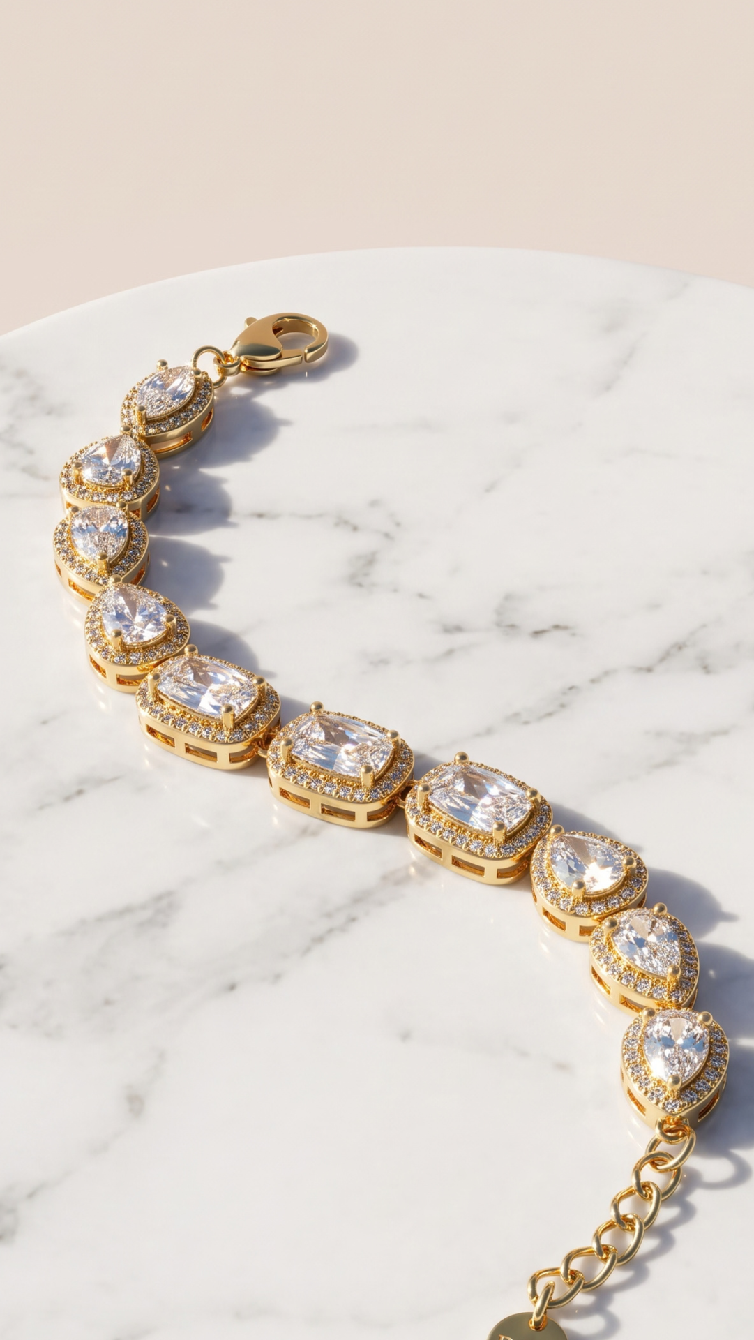 Gold Plated Multi Cut Crystal Tennis Bracelet